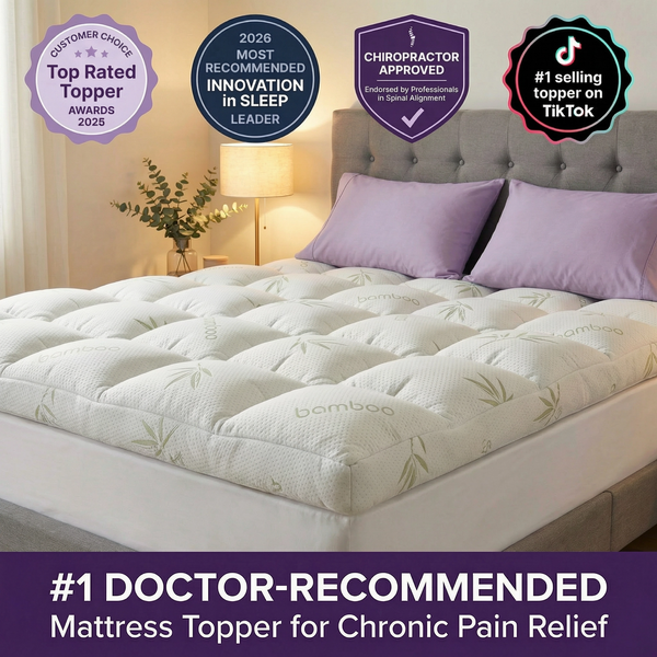 Calmisleep™ Bamboo Mattress Topper for Back Pain Relief — Cooling & Pressure Support